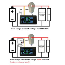 300V 100A DC Digital Power Meter Hall Sensor - Wh Ah Watt Volt Amp